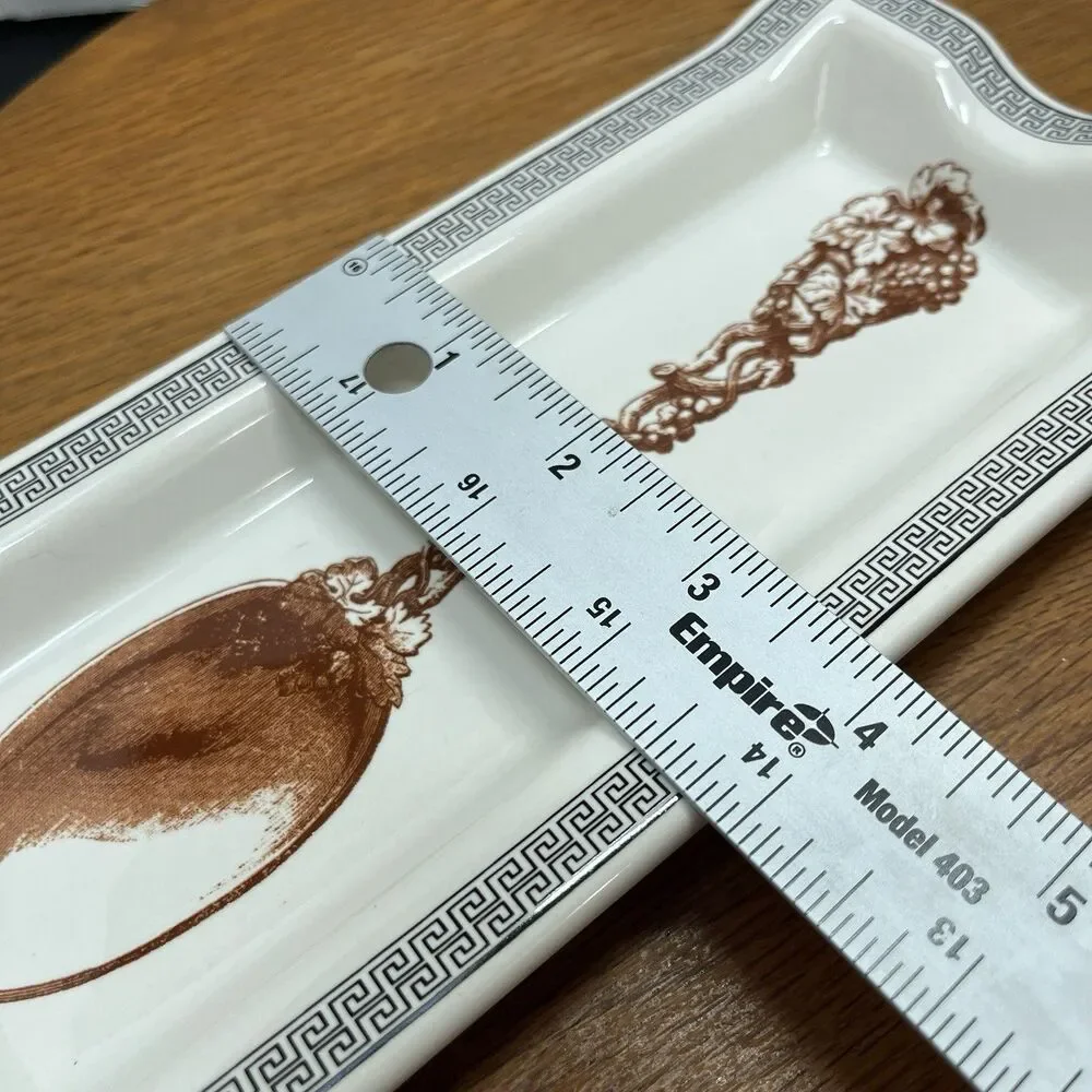 Home Essentials Put it Here Ceramic Spoon Rest Cream Brown Rectangular Tray